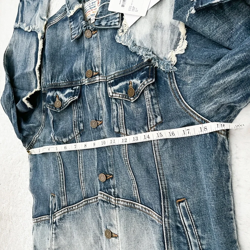 NWT- SANDRINE ROSE x Free People Deconstructed Frayed Denim Jacket